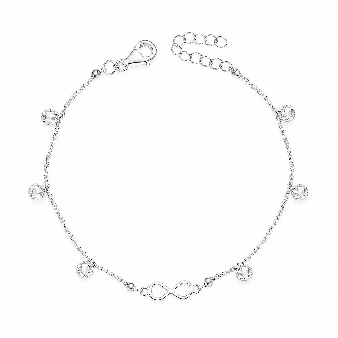 Pulsera Infinito Cristales Plata Ley 925 1