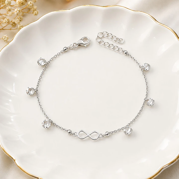 Pulsera Infinito Cristales Plata Ley 925 3