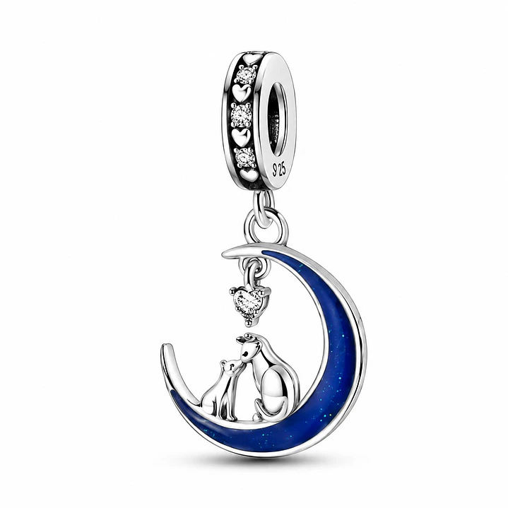 Charm Dije Gato y Gatito Luna Plata 925 1