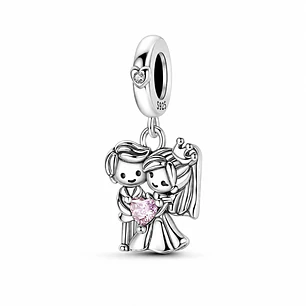 Charm Dije Pareja Recién Casados Plata 925