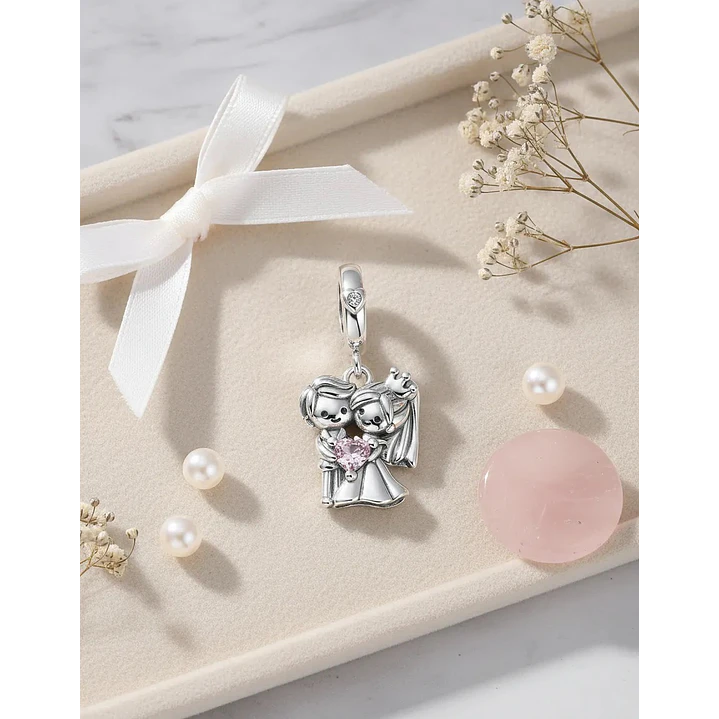 Charm Dije Pareja Recién Casados Plata 925 3