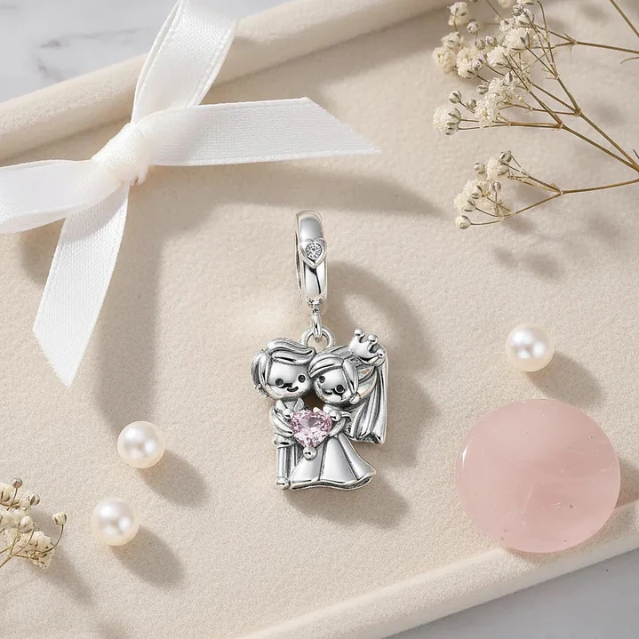 Charm Dije Pareja Recién Casados Plata 925 3