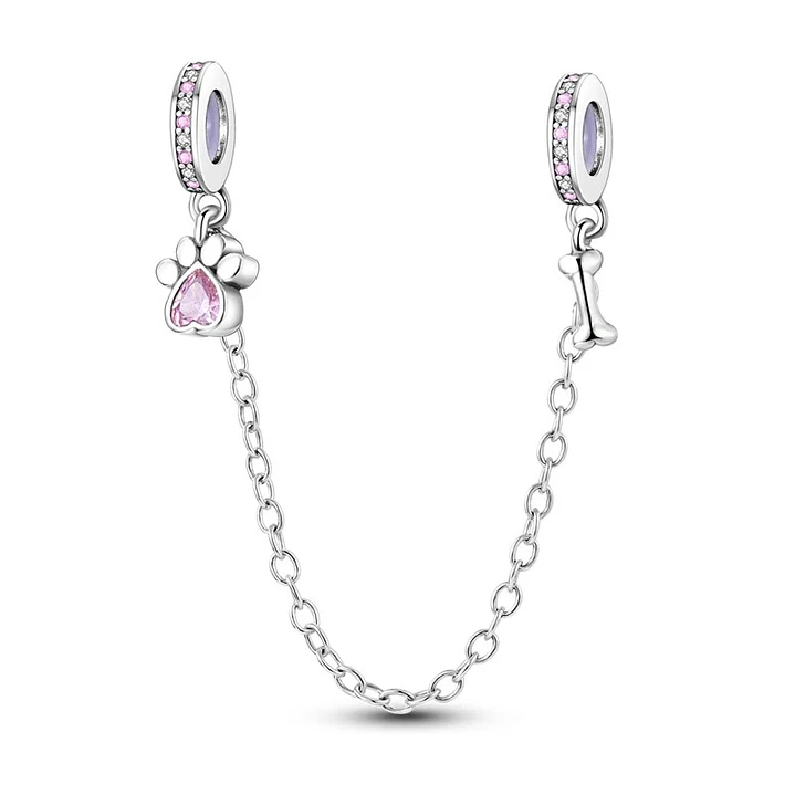 Charm Cadena de Seguridad Huellita Perrito Plata 925 1