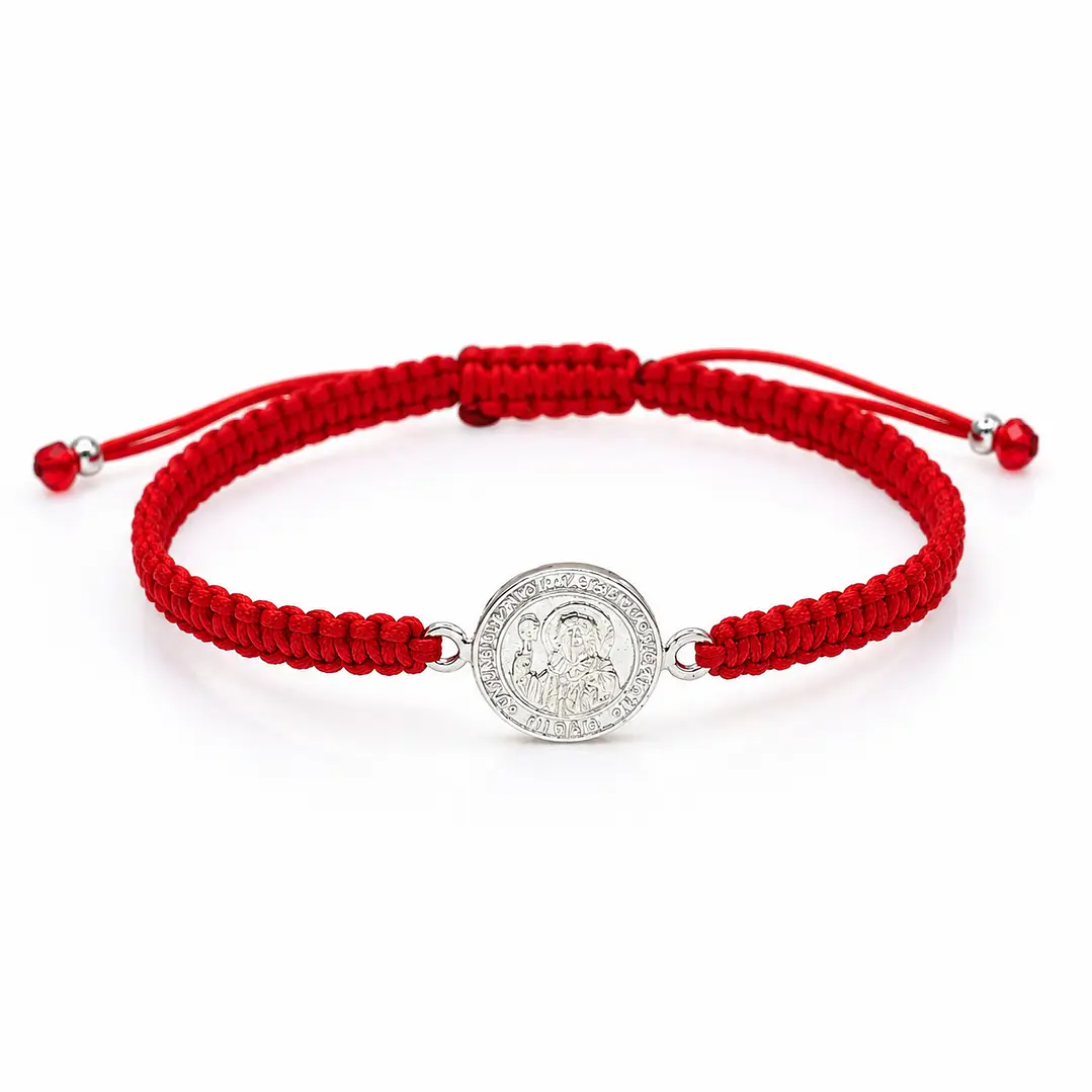 Pulsera Roja Medalla San Benito Plata 925 1