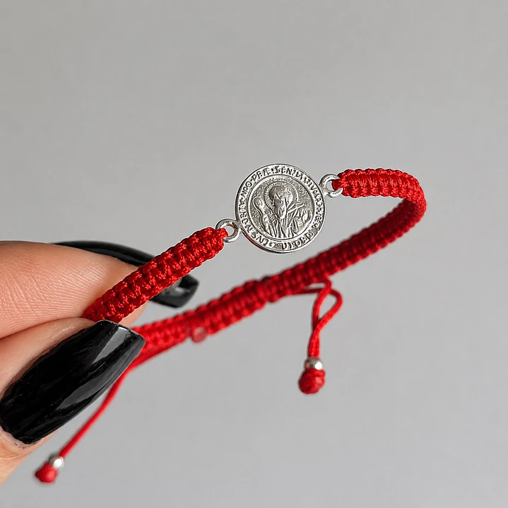 Pulsera Roja Medalla San Benito Plata 925 3