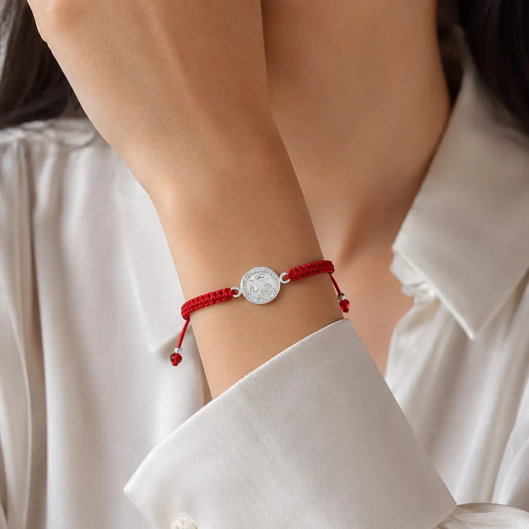 Pulsera Roja Medalla San Benito Plata 925 2