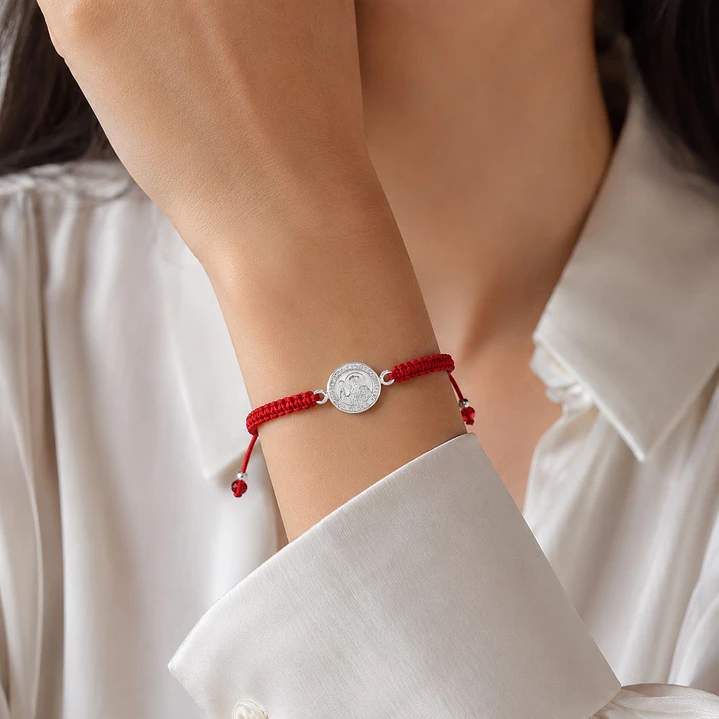 Pulsera Roja Medalla San Benito Plata 925 2