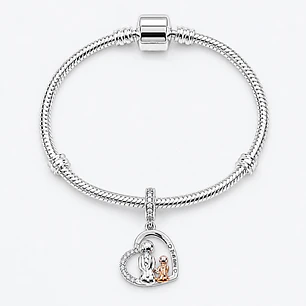 Pulsera + Charm Mamá Hija Plata 925