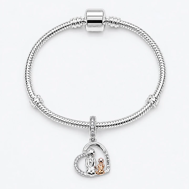 Pulsera + Charm Mamá Hija Plata 925 1