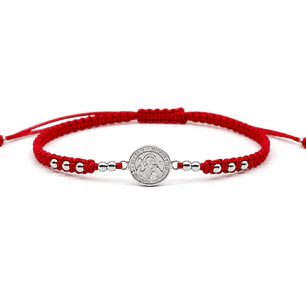 Pulsera Hilo Rojo San Benito Protección Plata 925