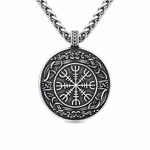 Collar Hombre Brújula de Runas Vikingas Acero Inoxidable 