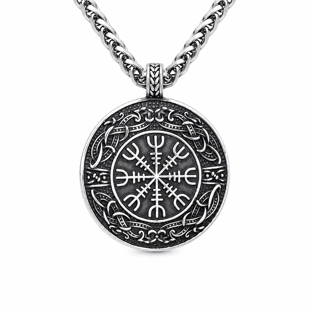 Collar Hombre Brújula de Runas Vikingas Acero Inoxidable  1