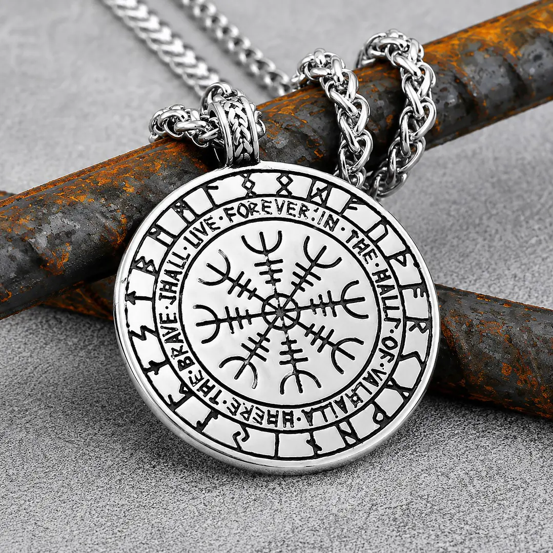 Collar Hombre Brújula de Runas Vikingas Acero Inoxidable  3