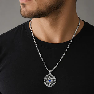 Collar Hombre Estrella de David Acero Inoxidable 
