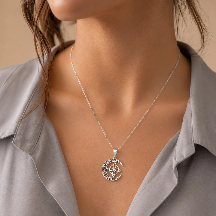 Collar Nudo de Bruja Luna Unisex Acero Inoxidable  3