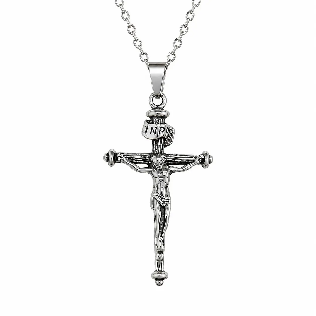 Collar Crucifijo Hombre Acero Inoxidable  1