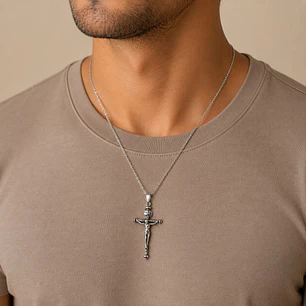Collar Crucifijo Hombre Acero Inoxidable 