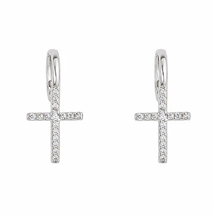 Aros Argolla Cruz con Circones en Plata 925 