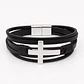Pulsera Hombre Cuero Cruz Acero Inoxidable   - Miniatura 1
