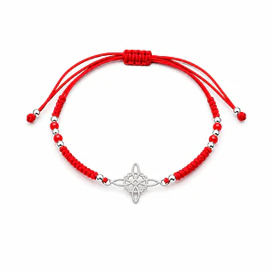 Pulsera Hilo Rojo Nudo de Bruja Ajustable Plata 925 