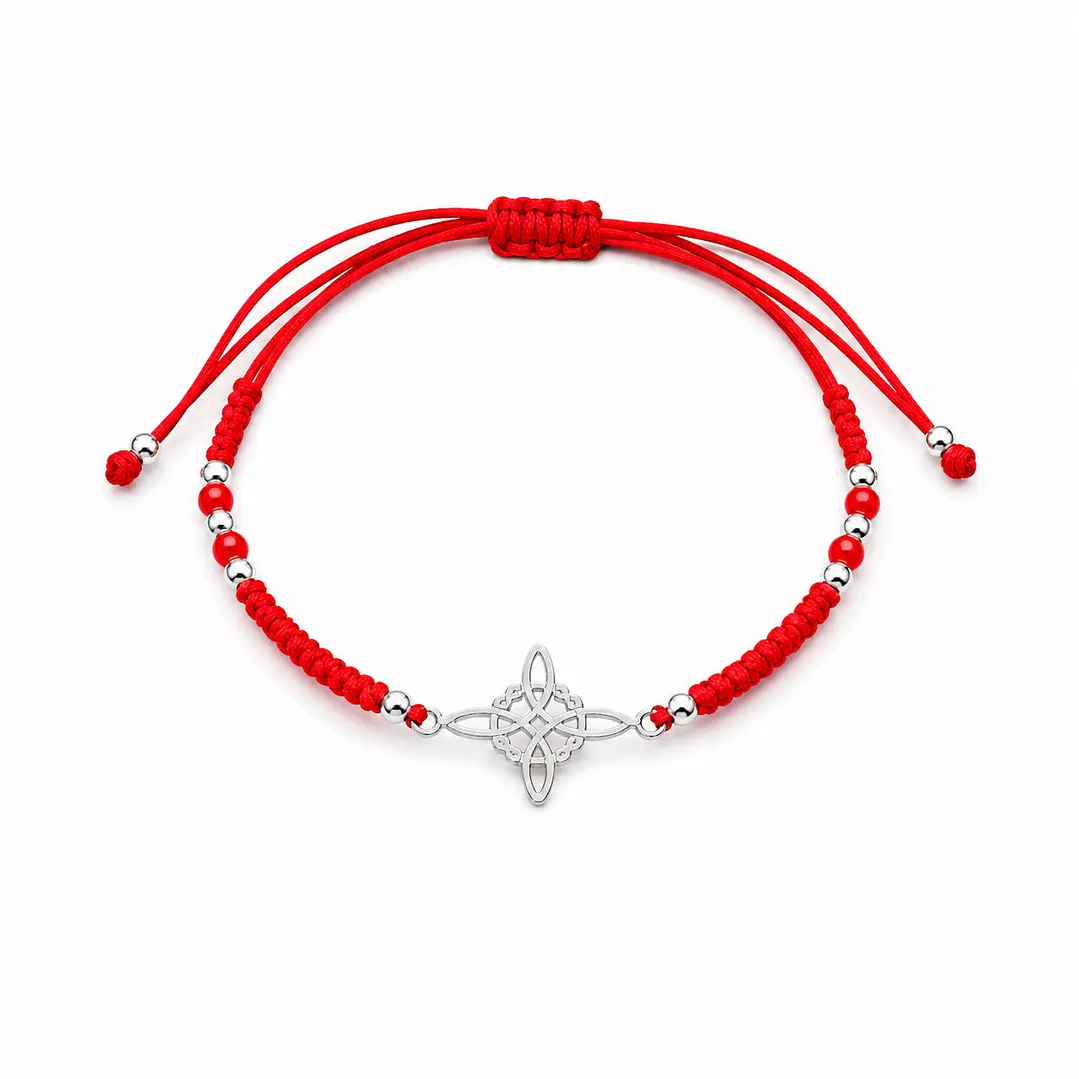 Pulsera Hilo Rojo Nudo de Bruja Ajustable Plata 925  1