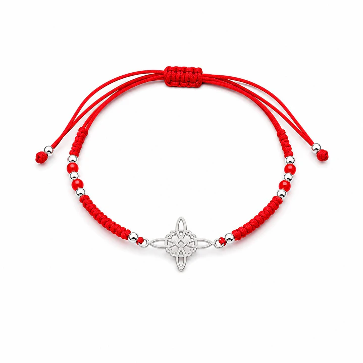 Pulsera Hilo Rojo Nudo de Bruja Ajustable Plata 925  1