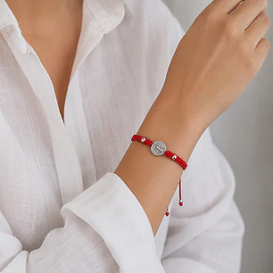 Pulsera Hilo Rojo San Benito Ajustable Unisex