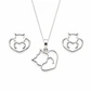 Conjunto Collar y Aros Gato Plata Ley 925   - Miniatura 1