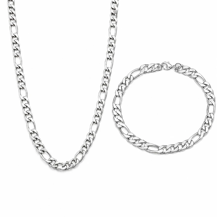 Conjunto Cadena y Pulsera Cartier Hombre 7mm Acero Inoxidable   1