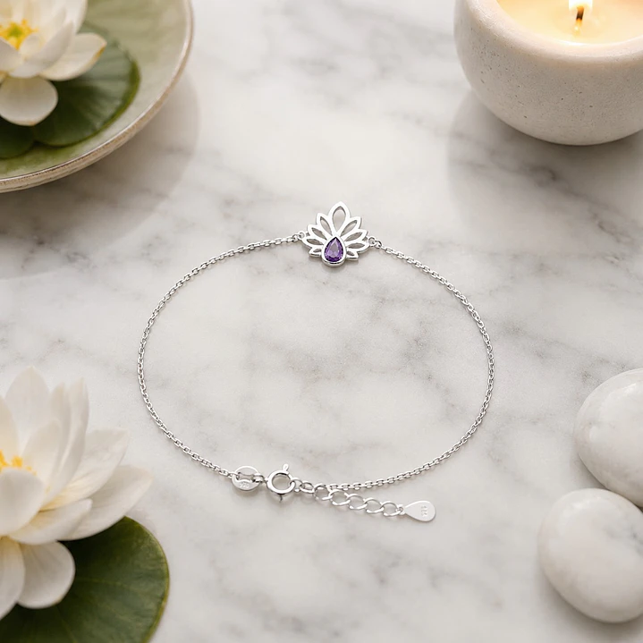 Pulsera Mujer Flor de Loto Plata ley 925 3