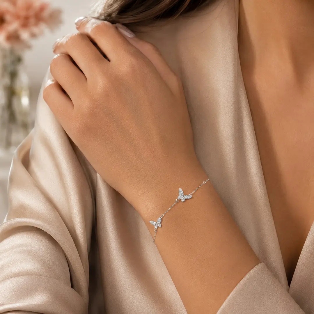 Pulsera Mujer Mariposas Plata ley 925 2