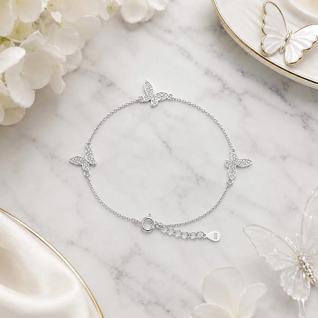 Pulsera Mujer Mariposas Plata ley 925 3