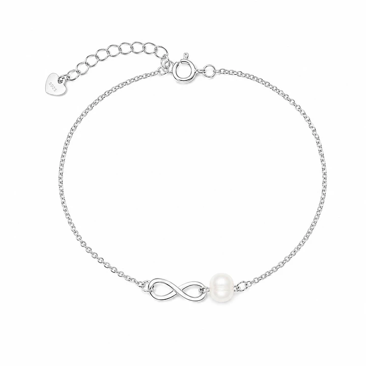 Pulsera Infinito Perla del Rio Natural Plata ley 925 1