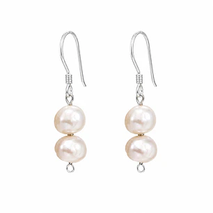 Aros Colgantes Perla de Rio Natural Plata Ley 925  