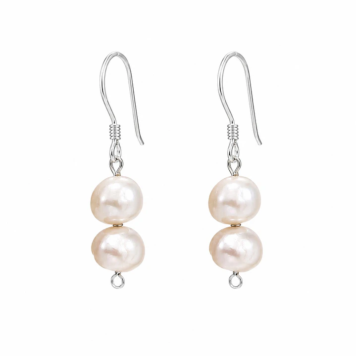 Aros Colgantes Perla de Rio Natural Plata Ley 925   1