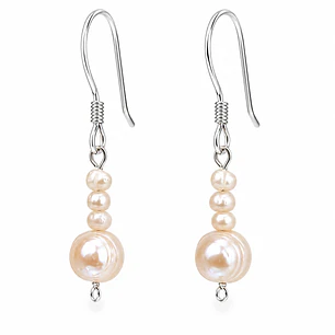 Aros Perla de Rio Natural Pequeñas Plata Ley 925  