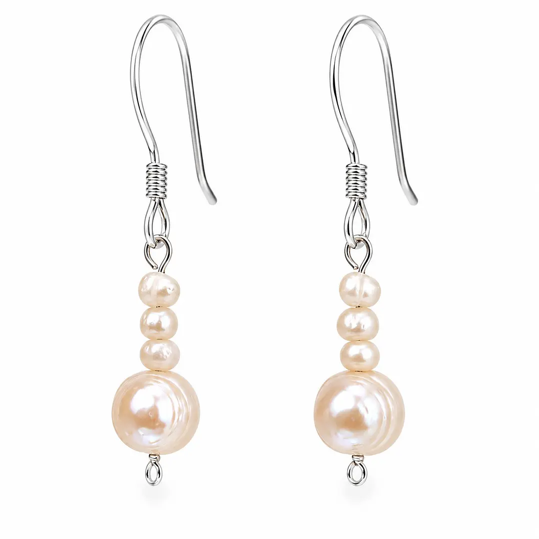 Aros Perla de Rio Natural Pequeñas Plata Ley 925   1
