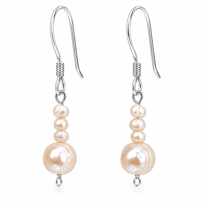 Aros Perla de Rio Natural Pequeñas Plata Ley 925   1