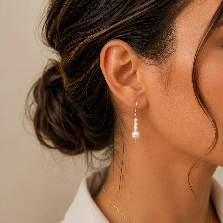 Aros Perla de Rio Natural Pequeñas Plata Ley 925   2
