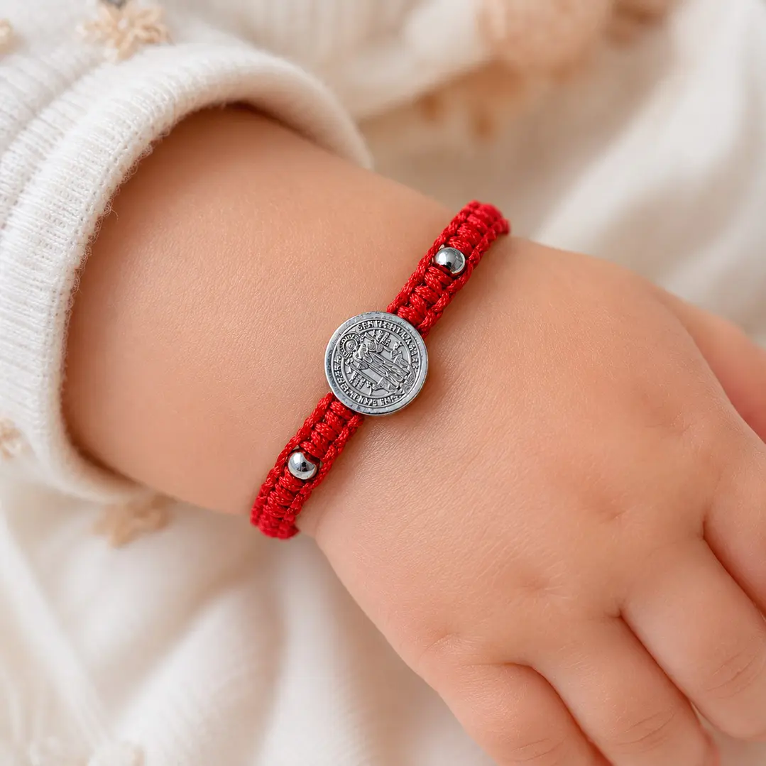 Pulsera Hilo Rojo Baby San Benito Acero Inoxidable 2