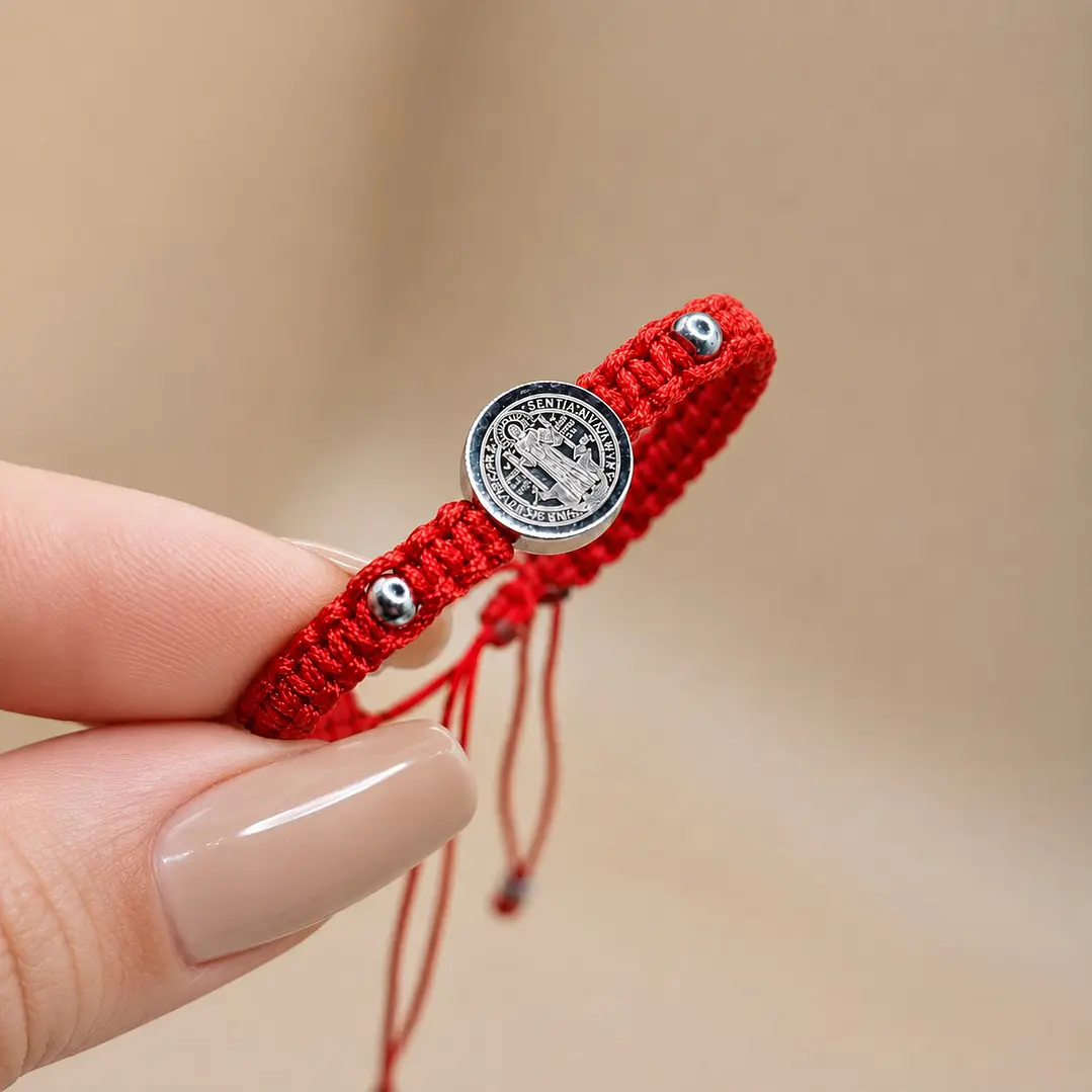 Pulsera Hilo Rojo Baby San Benito Acero Inoxidable 3