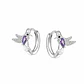 Argolla Huggie Colibrí Circones Amatista 14 mm Plata Ley 925 - Miniatura 1