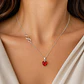 Collar Infinito Corazón Cristal Rojo Plata 925  - Miniatura 2