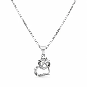 Collar Corazón Circón Plata 925 