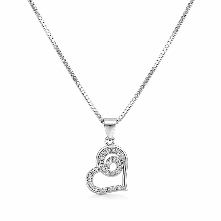 Collar Corazón Circón Plata 925  1