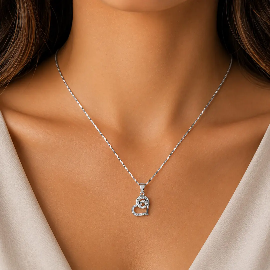 Collar Corazón Circón Plata 925  2
