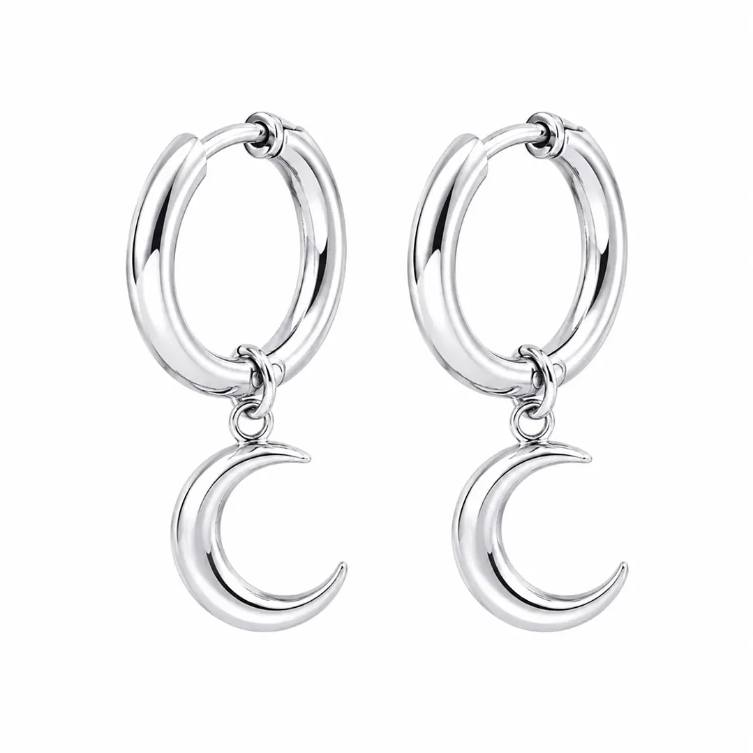 Aros Argolla Luna Acero Inoxidable  1