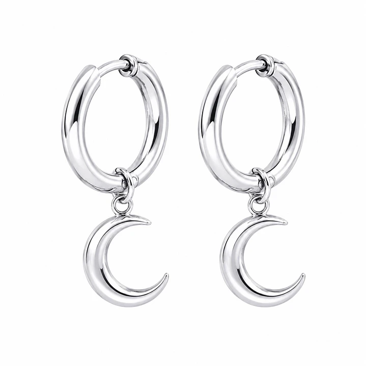 Aros Argolla Luna Acero Inoxidable  1