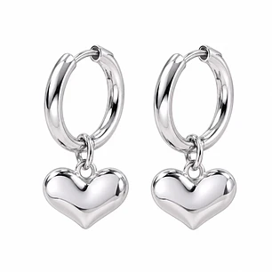 Aros Argolla Corazón Acero Inoxidable 