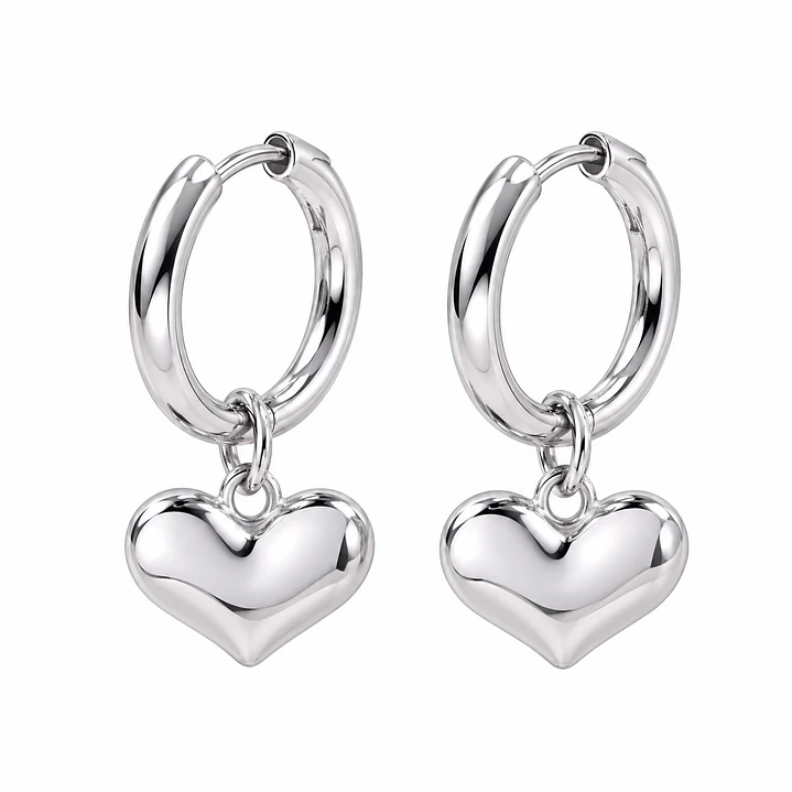 Aros Argolla Corazón Acero Inoxidable  1